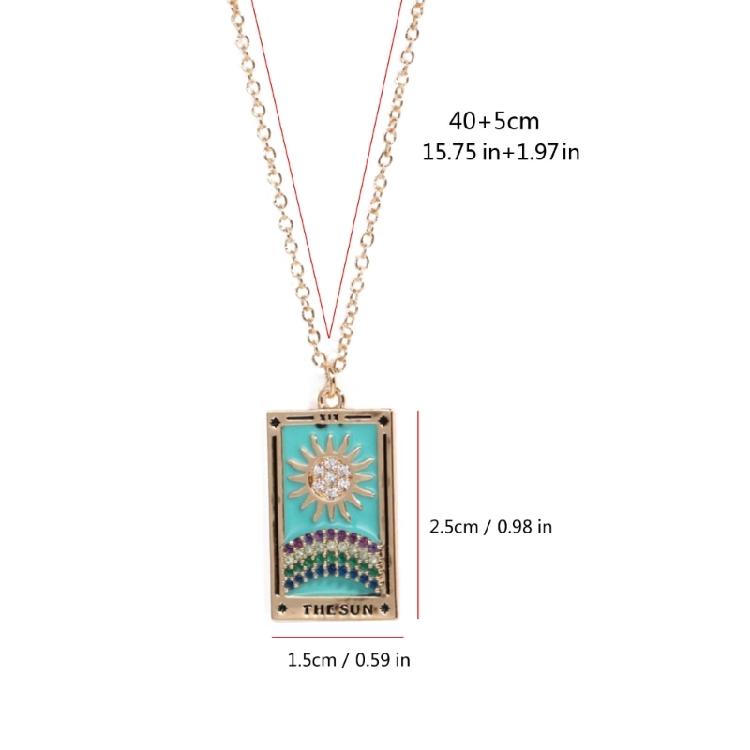 Stylish Tarot Pendant Necklace Tarot Card Enthusiast Present Fashion Tarot Jewelry Party and Festival Necklace for Daily