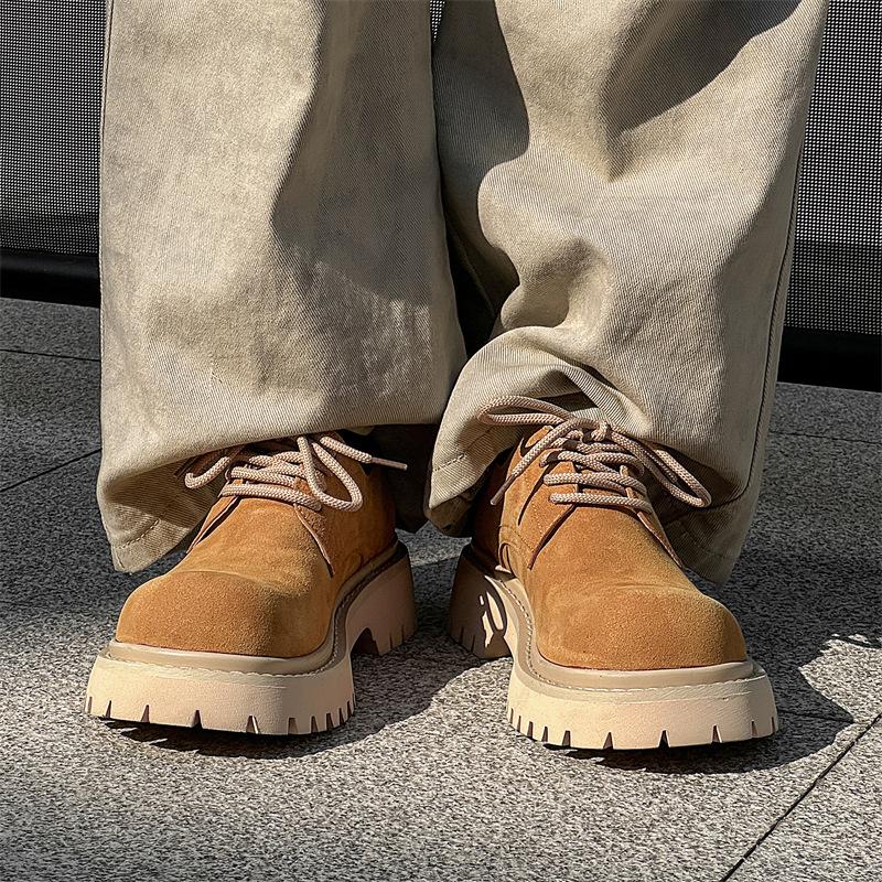 Fashion Shoes for Men British Style Thick Sole Casual Derby Shoes High Quality Fashion Comfor Versatile Man Leather Shoes Zapatos Hombre