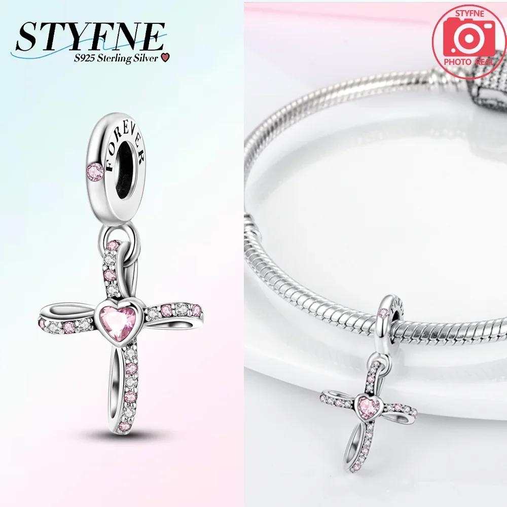 Pendants Woman Blue Copper Sunflower Purple Blue Cross Beads Charms Fit Original Pendant Bracelet Women Jewelry