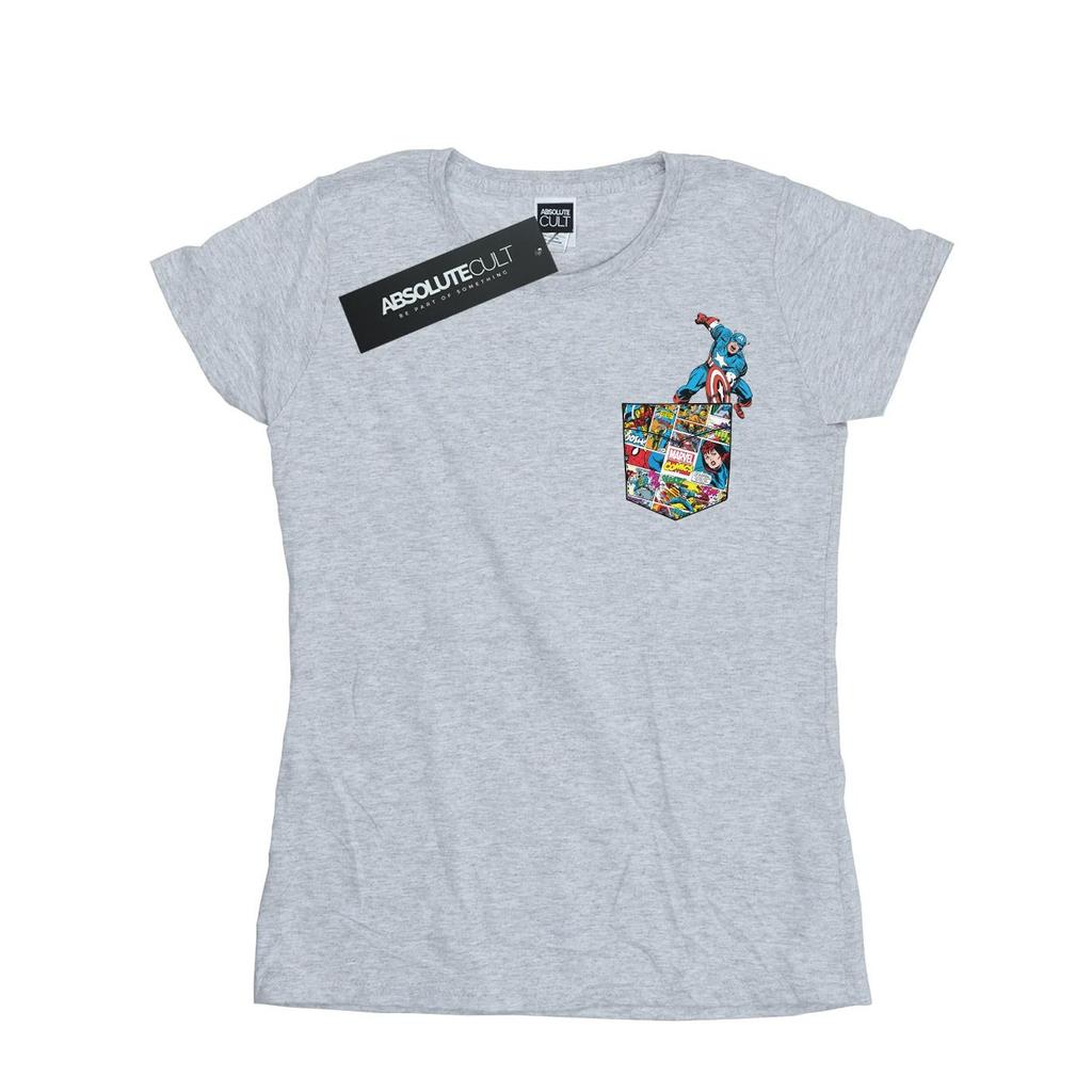 Marvel Womens/Ladies Captain America Faux Pocket Cotton T-Shirt