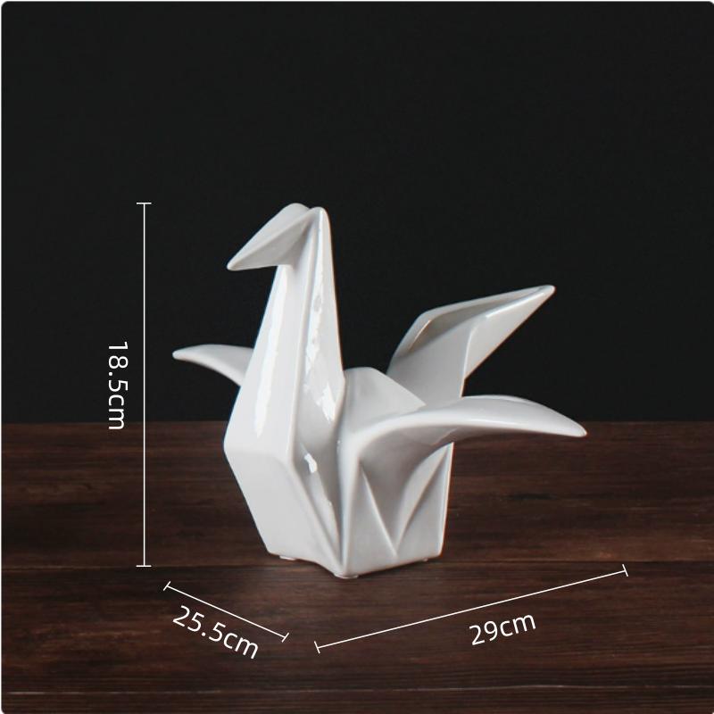 Ceramic Handicrafts Silver Paper Crane Geometric Bird Sculpture Origami Decorative Figurines Home Decoration Accessories