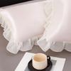 2 pcs Satin Silk Pillowcase with Ruffles 48x74cm Home Decorative Solid Color Pillow Cover for Summer Soft Silky Pillow Sham