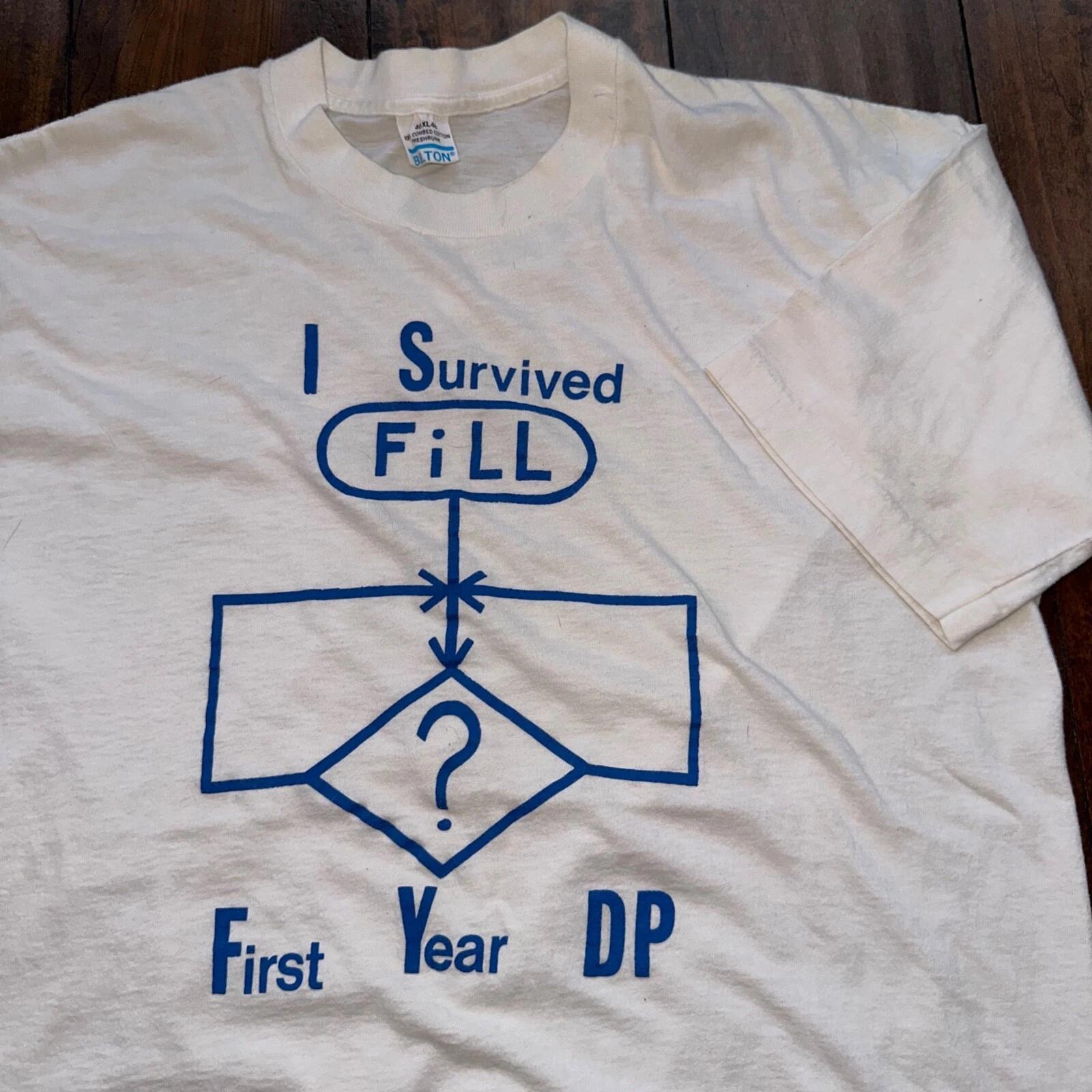 I Survived Fill FY DP Vintage T Shirt Oregon Question Mark Funny Humor Art Band 2XL