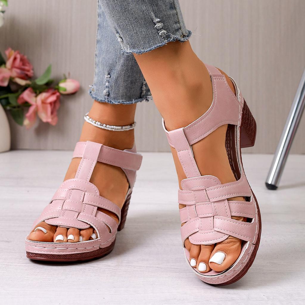 Women'S Sandals With Chunky Heel Fish Mouth Thick Bottom Shoes Outside Wear Exposed Toe High Heeled Sandal For Summer 2026