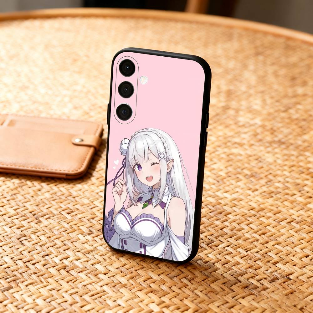 Re Zero Rem Emilia  Phone Case For Samsung  A73,A21s,A22,A31,A32,A52,A53,A71,A80,Soft Black Shell