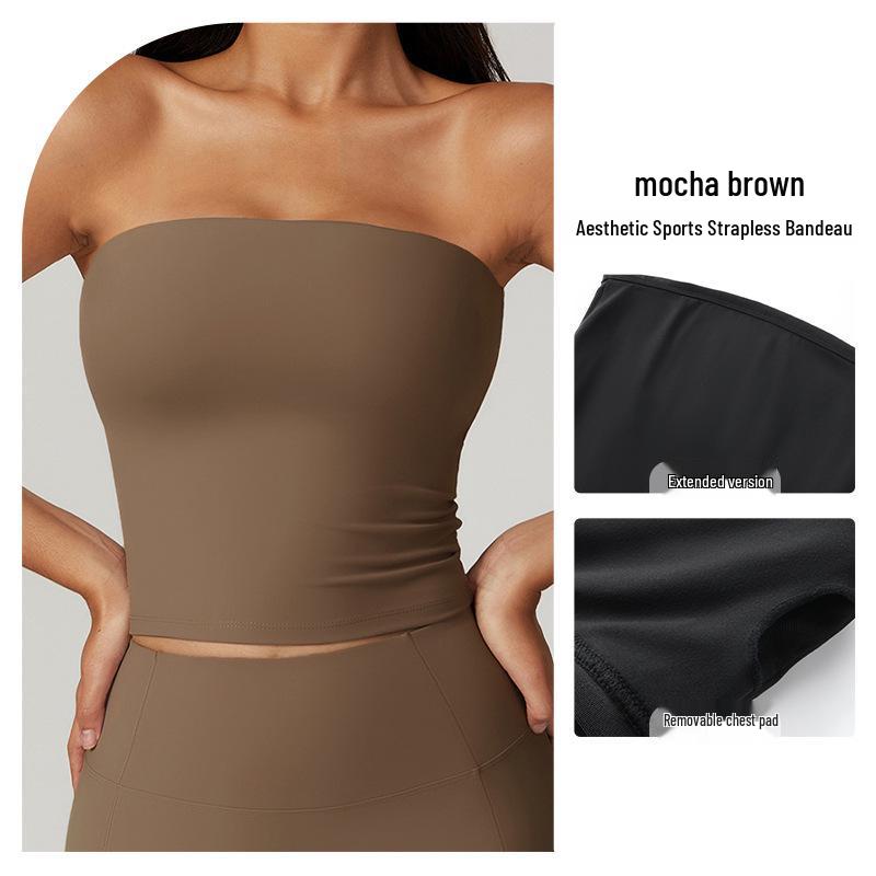 Cross-Border Strapless Quick-Dry Sports Bra with Chest Pads – Breathable Outdoor Yoga Wear
