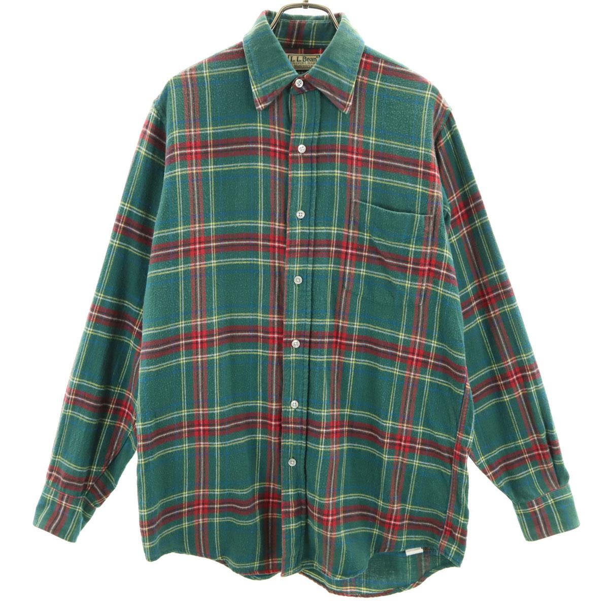 

L.L.Bean 80s Made in USA Vintage Check Pattern Long sleeve Flannel shirt Men s Used