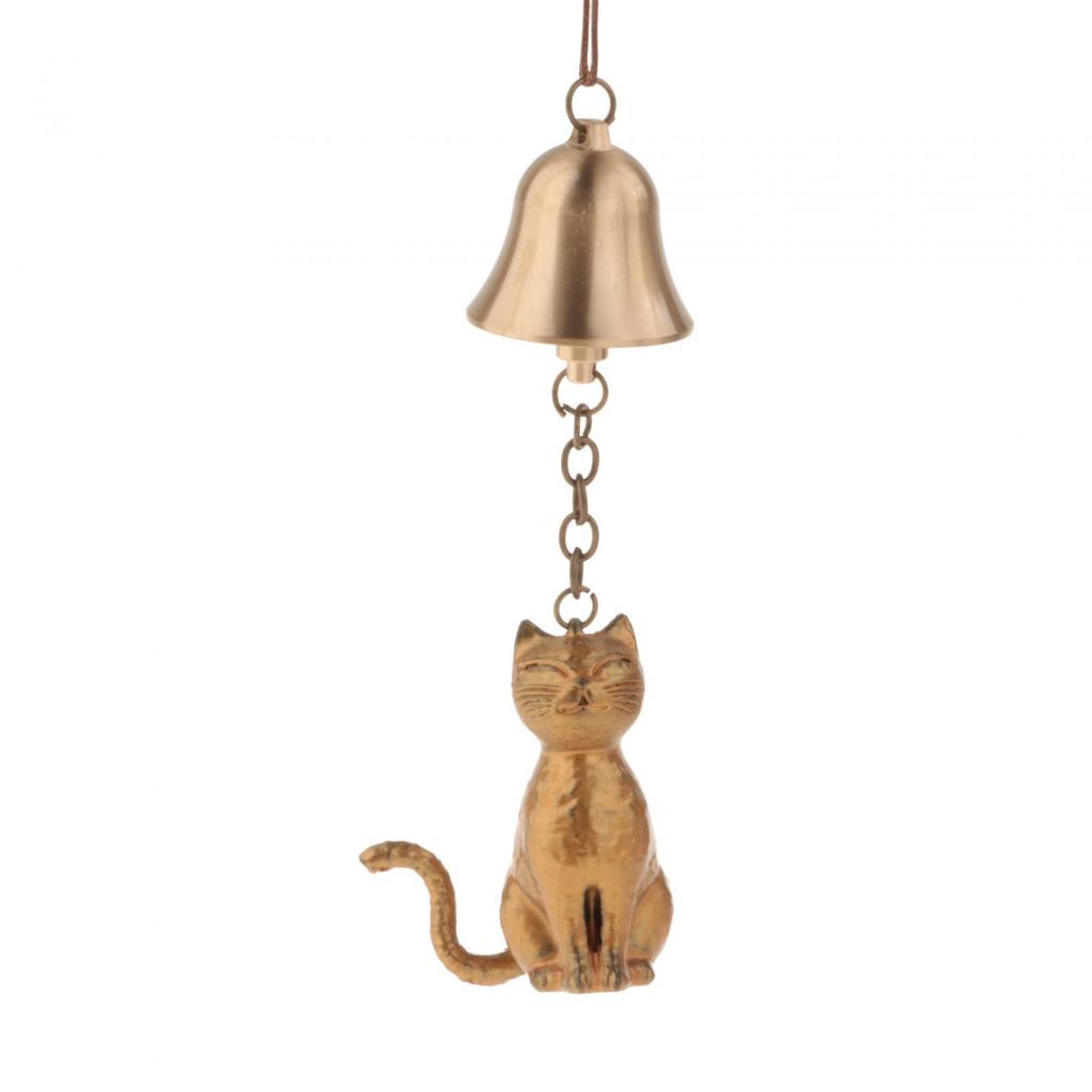 Katzen-Gedenk-Windspiel Feng Shui Dekor Retro Dekoratives Hängeornament Windglocke für Terrasse Bauernhaus Zimmer Fenster Balkon