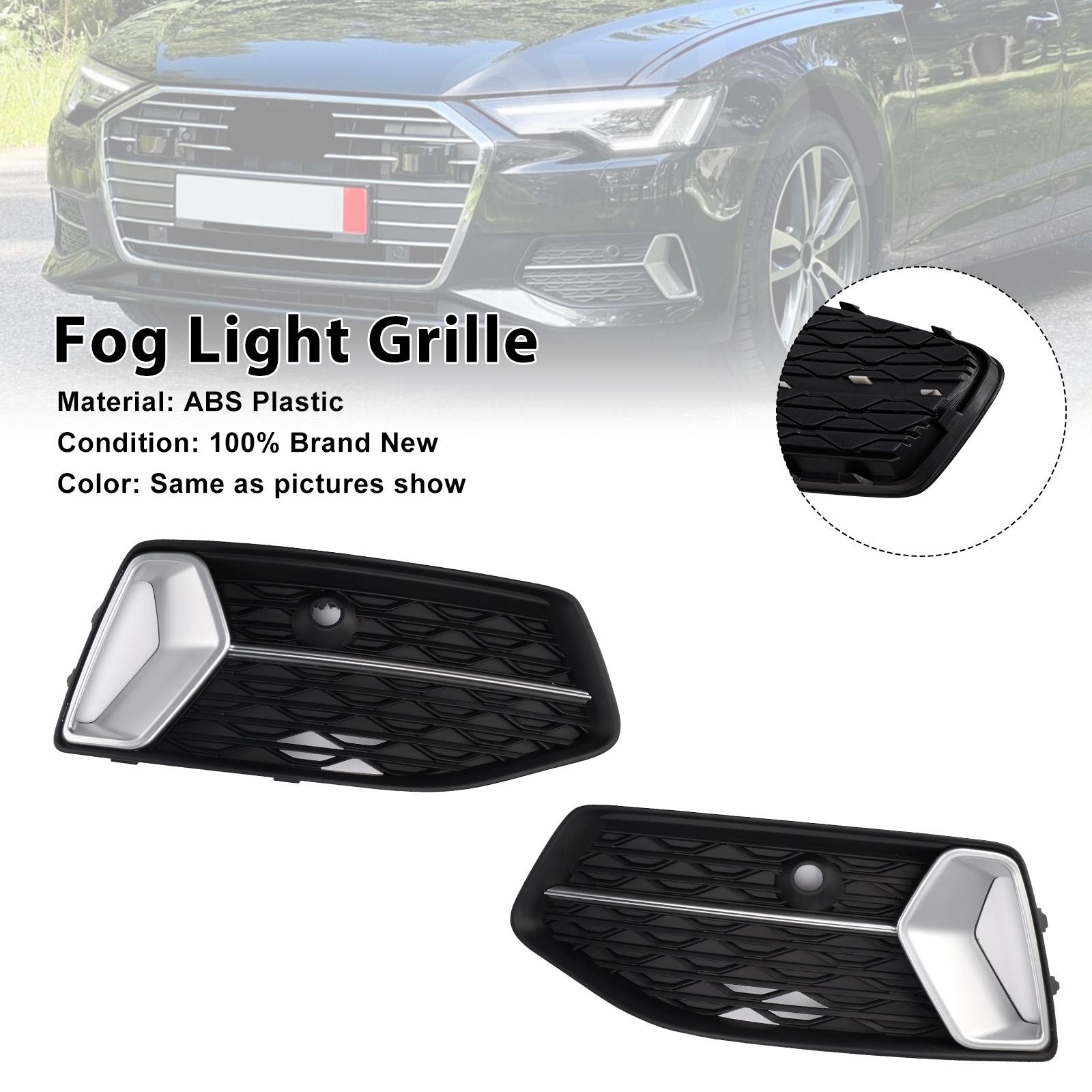 2PCS Front Bumper Grille Grill Fog Light Cover Fit A6 C8 2019-2023