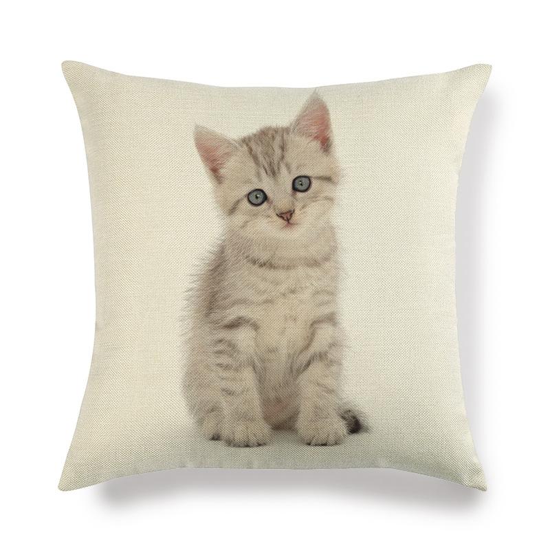 Cartoon Cat Pattern Series Super Soft Cotton and Linen Material Pillow Cover for Home Sofa Decoration Pillow Cover