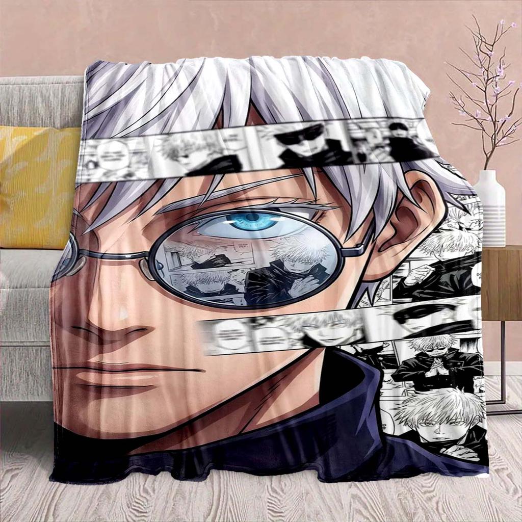 Jujutsu Kaisen Anime Flannel Blanket - Soft Warm Perfect for Sofa, Bedding Camping Travel Office Home Decor -QJY