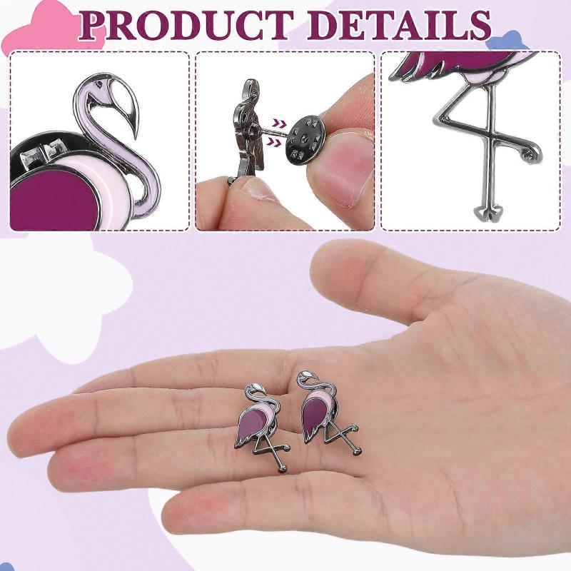 Creative Brooch Flamingo Brooch Pins for Decoration 4Pcs Rosy Alloy