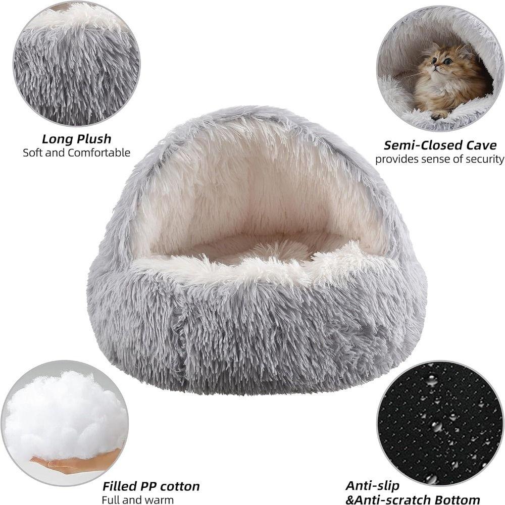 Round Cat Bed Cave Self Warming Cat's Nest Waterproof Puppy Bed Indoor
