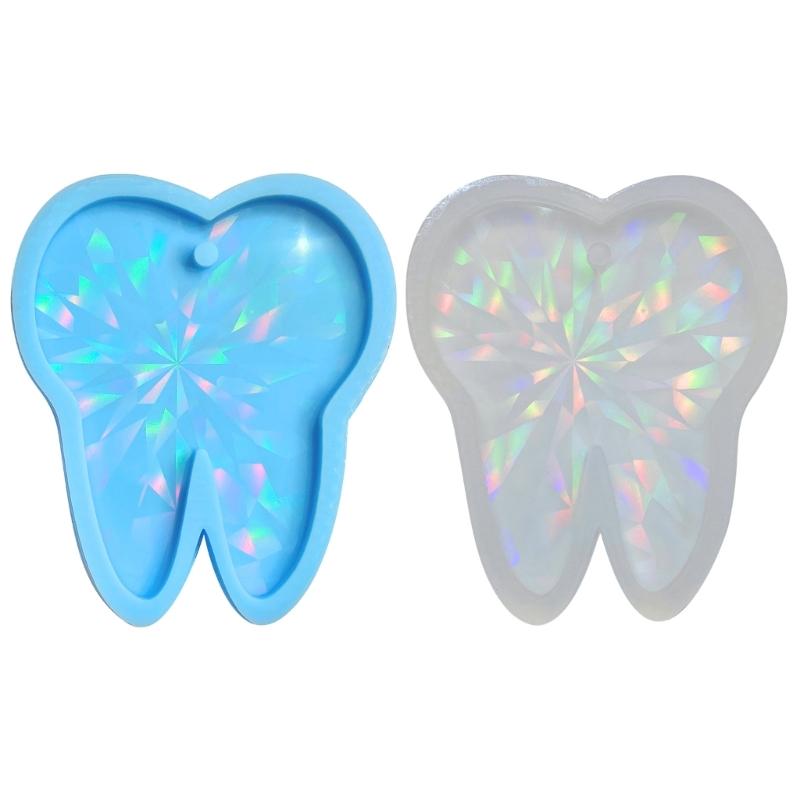 Big Tooth Holographic Light and Shadow Ornaments Silicone Epoxy Keychain Molds DIY Pendant Jewelry for Valentines Gift