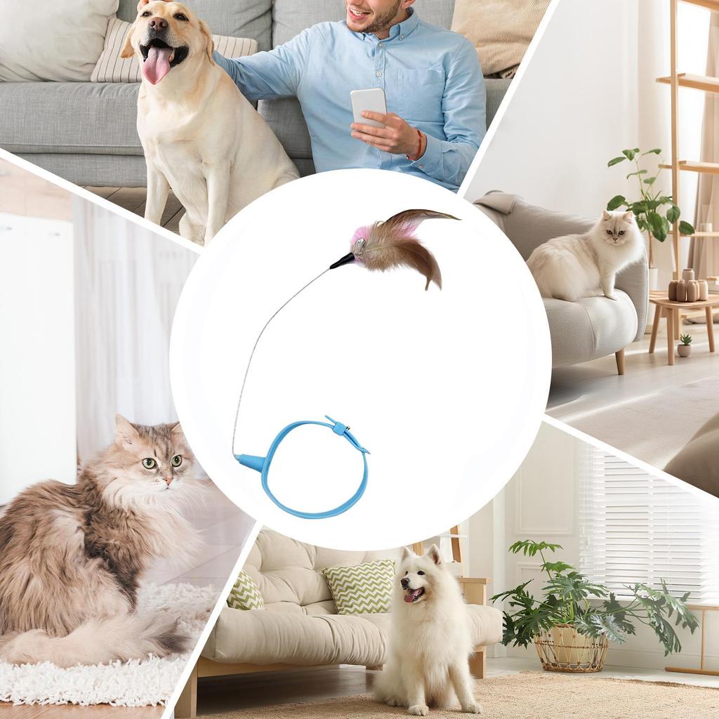 Latest Popular Feathers Plaything With Collar For Cat Teaser Self-Entertainment Cat Plaything Neck Collar Feathers Bell Cat Toy Pet Supplies