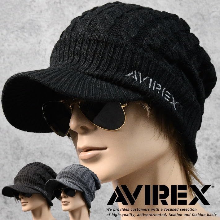 Avirex Knit Large Knit and Avirex American 80625200 7987275 Number Cap, Size, Material, Men's Women's, Brand, Military, Casual, Street, Outdoor, (JP,