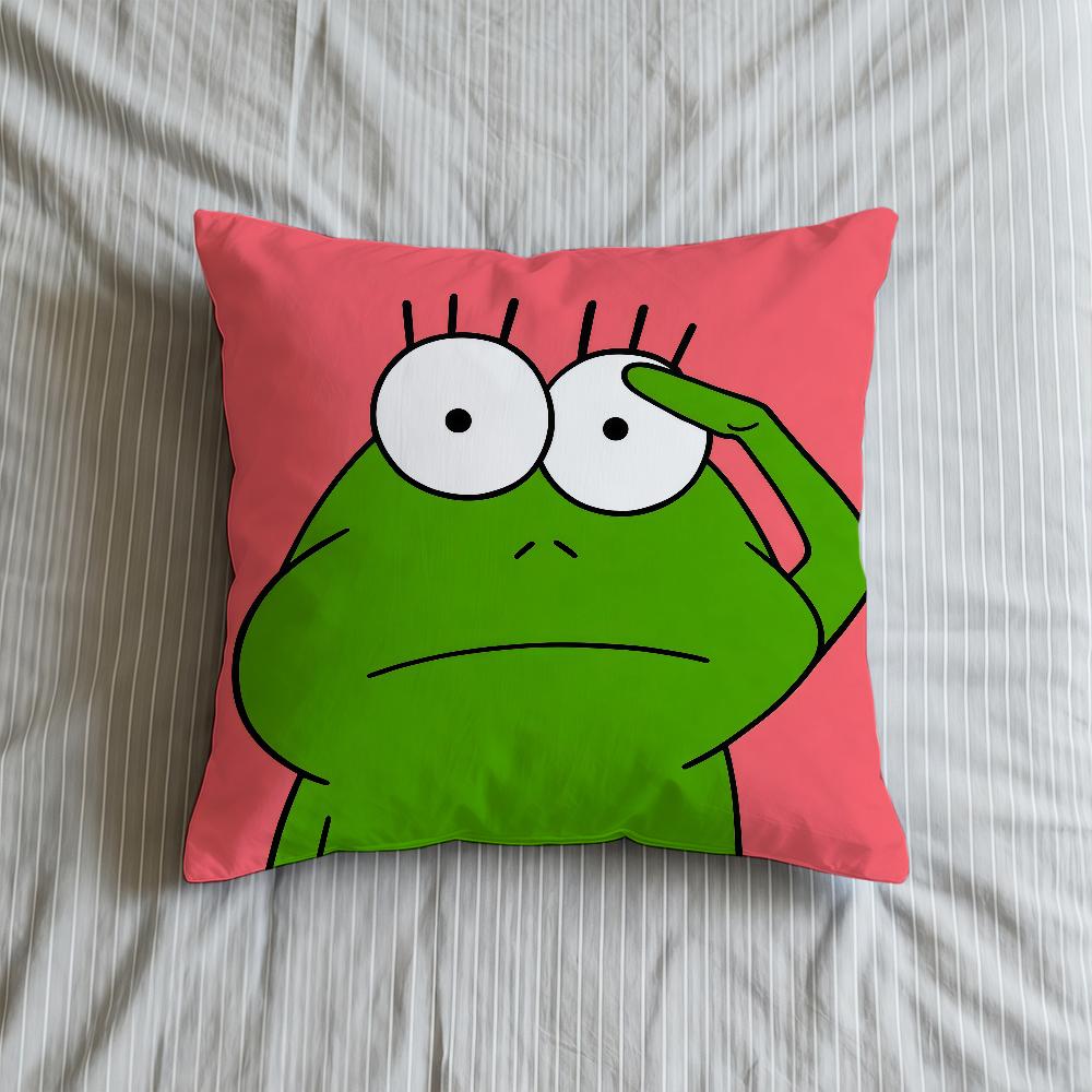 Frog Cushion Cover Soft Case For Sofa Living Room Green Home Comfortable Office Decor Protective Funny Cute Pillow Covers