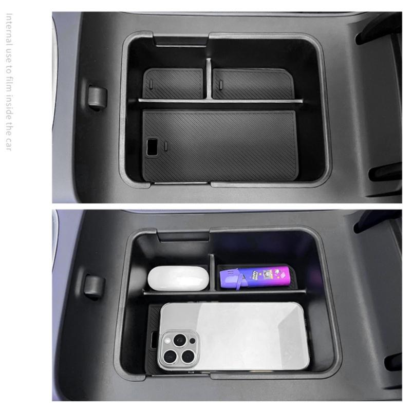 ABS Car Armrest Storage Box Organizer with Antislip Base for Noise Reduction Perfectly Fit Design Easy Installation