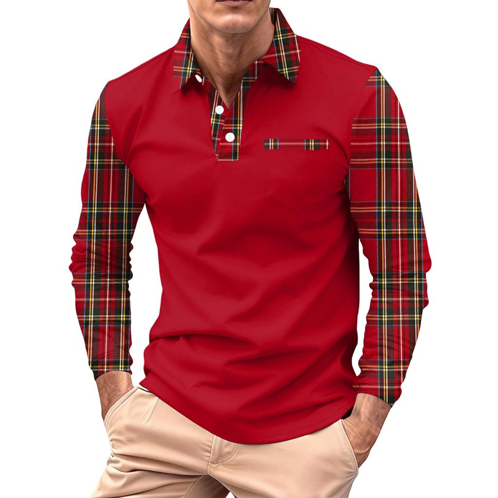 Men's Long,sleeved Collared Button,down Pocket Casual Top