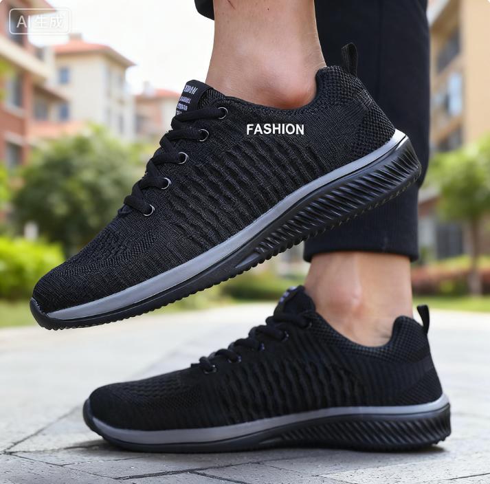 Men Running Walking Knit Shoes Fashion Casual Men Sneakers Solid Color Minimalist Breathable Athletic Lightweight Running Shoes