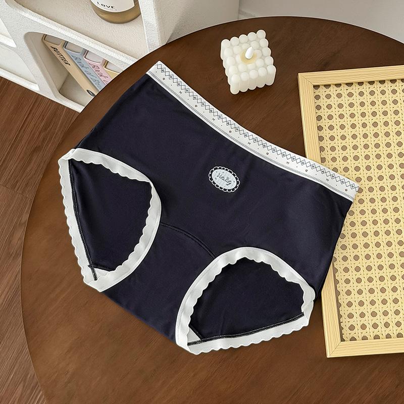 

Women s Summer Cute Puppy Print Contrast Color Design 10A Antibacterial Crotch Triangle Briefs M темно-синього кольору