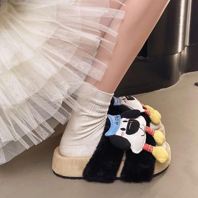 Cute Cartoon Fluffy Shoes for Women's 2025 New Autumn and Winter Velvet Warm Cotton Shoes, Thick-soled Non-slip Fluffy Shoes