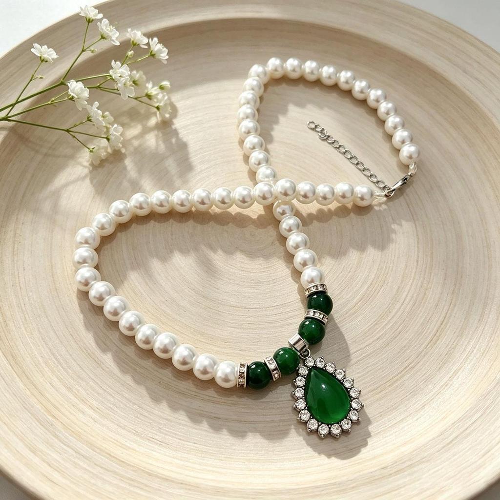 New style accessories, atmospheric silver water drop imitation pearl necklace, daily wear, wealthy, atmospheric pendant