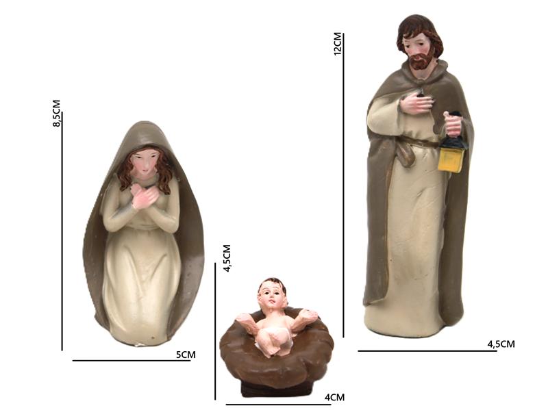 Christmas Nativity Scene 10 Figures - Holy Family, Three Kings, Crib