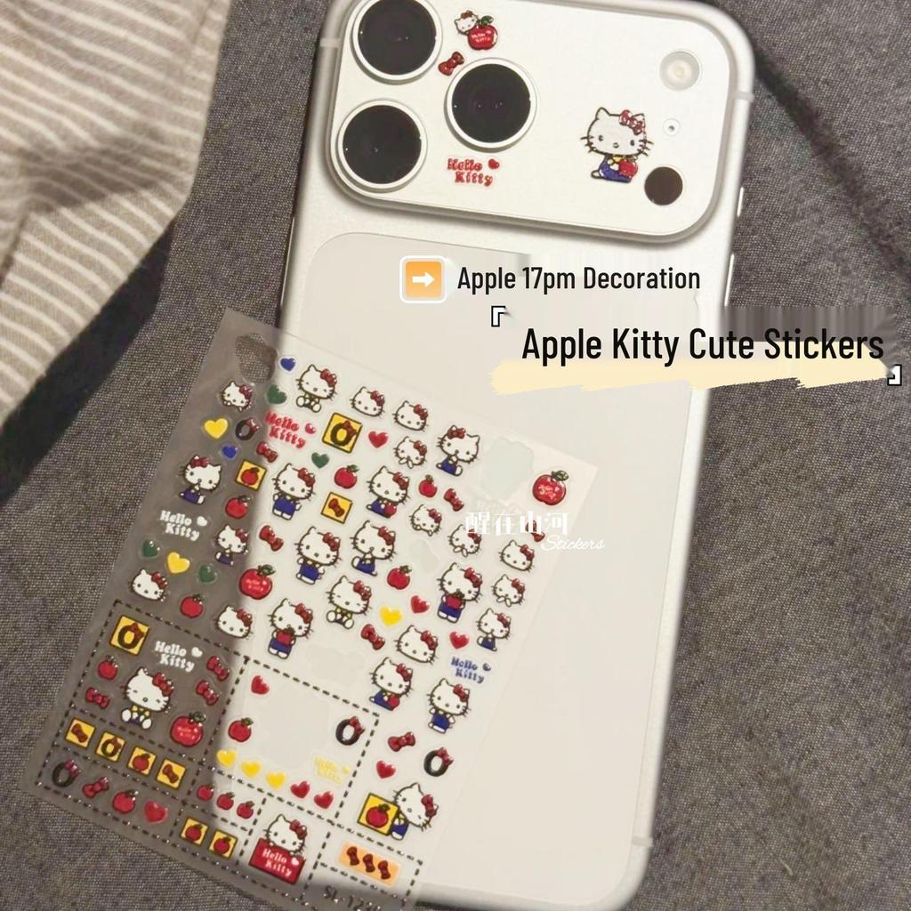 Cute Kitty Heart & Apple Embossed Nail Art Stickers for DIY & Decoration