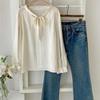 New ArrivalS Open Run Women S Sheer Long Sleeve Shirred blouSe With Ribbon Tie