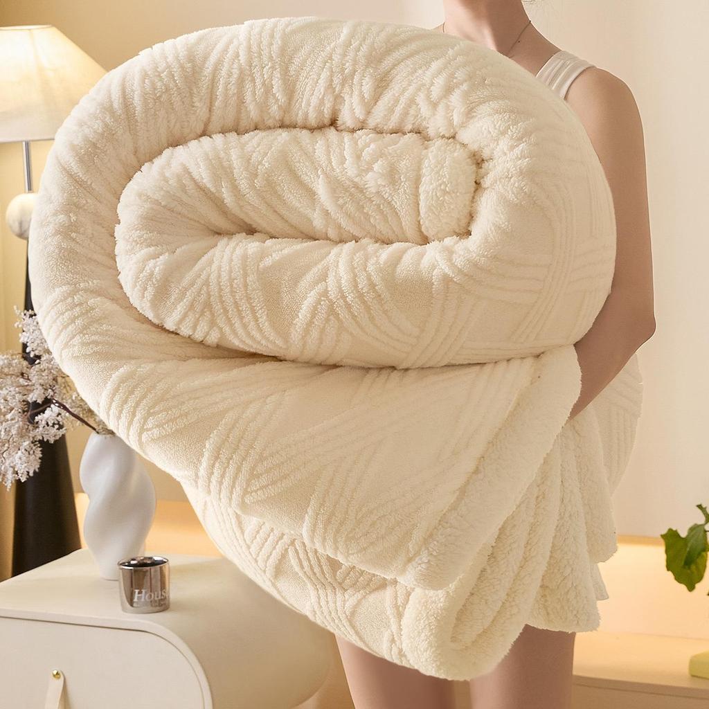 Gemütliche doppellagige Flanell- und Lammwoll-Decke für den Winter - Ideal für Sofa, Nickerchen oder Klimaanlagen-Nutzung