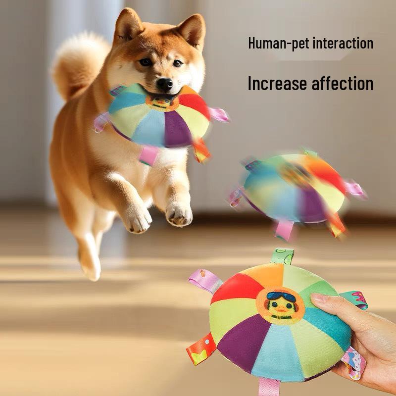 Interactive Sounding Pet Frisbee: Bite-Resistant Plush Toy for Dog & Cat Training