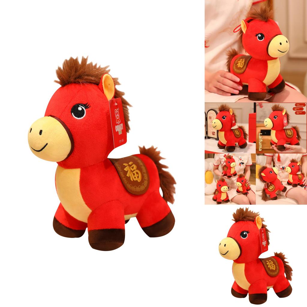 Horse Animal Plush Toy With Soft Short Pile For Lunar New Year Gifts