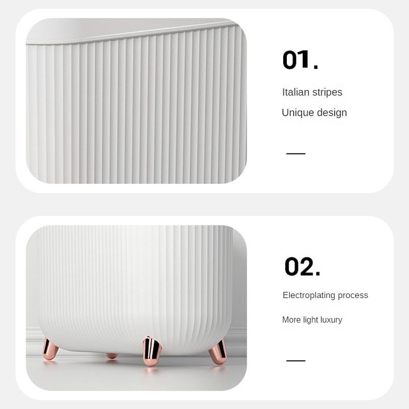 Press Type Trash Can With Foot Bathroom Garbage Bin Toilet Waterproof Golden Side Rubbish Can With Lids Home And Office Supplies