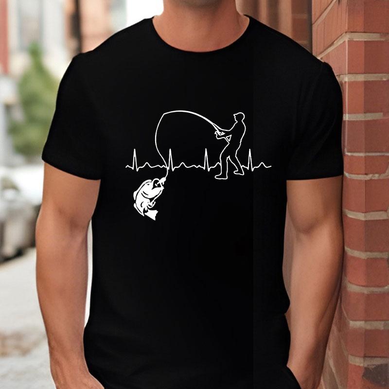 Fashion Fishing ECG T-shirt for Men Funny Design Graphic Y2k Tops Summer Short Sleeve Tees Gift for Fishing Lover Clothing