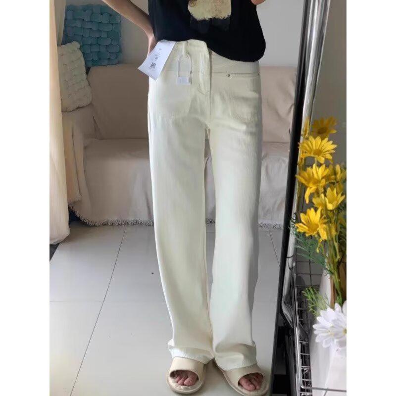 

Женские белые джинсы больших размеров, облегающие, фасона «груша», осенний тонкий стиль 3XL грязно-белый