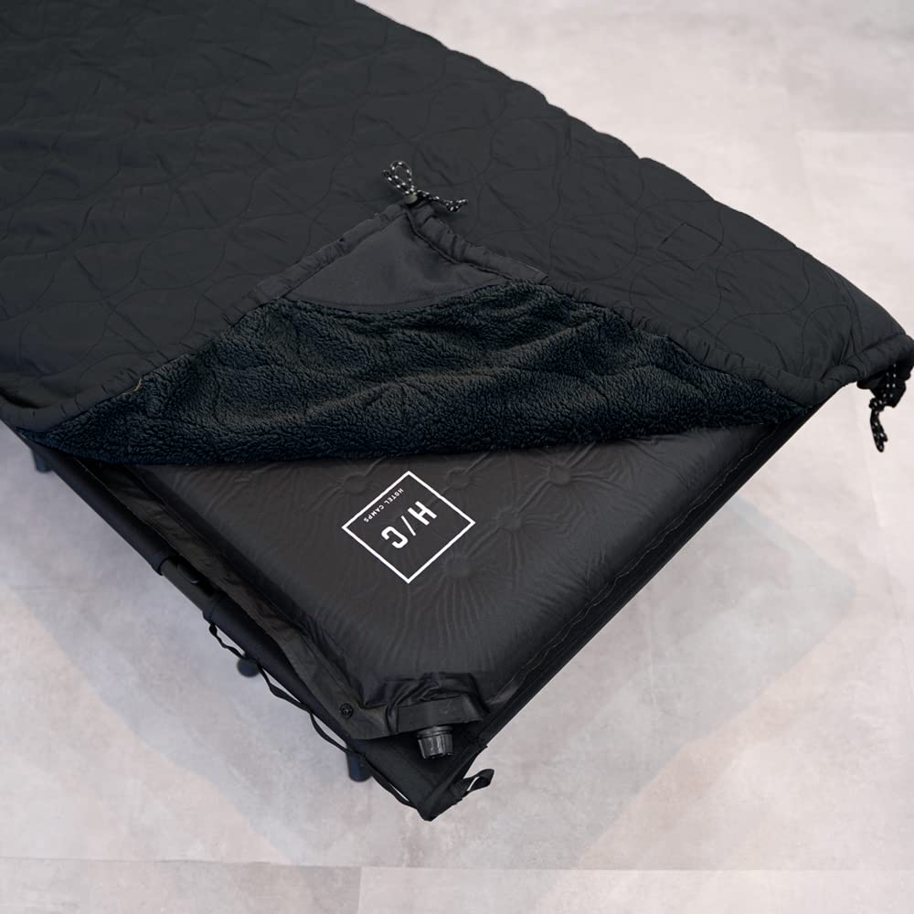 HOTEL CAMPS Cot Insulated Aluminum Can Be Used as a Fully Washable Cover, Boa, 3-Layer Sheet, Reversible, Blanket, (Black)