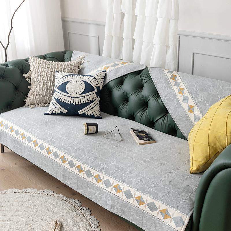 Простая утолщенная шенилловая подушка для дивана комбинированная подушка противоскользящий пылезащитный чехол 7070cm 1769₽