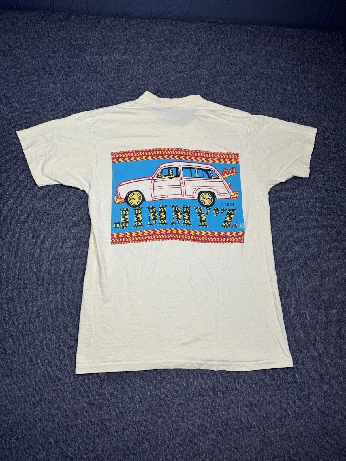 

Jimmyz Surf Mens T Shirt M Beige 1984 Vintage Skate Double Sided Graphic XL