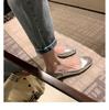 Cowhide version~ Fairy style leather silver Mary Jane single shoes Women's spring one-word with round head light mouth flat shoes ladyshoes