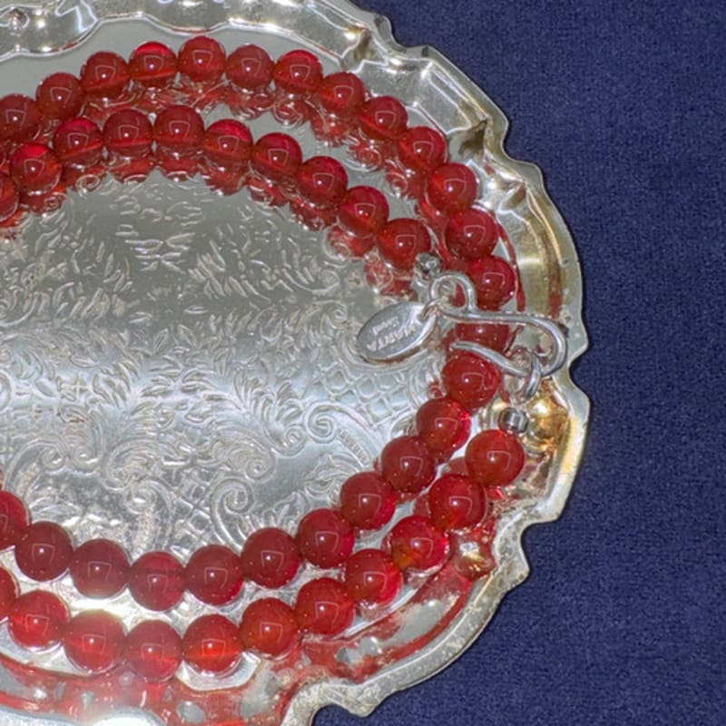 MARTA 925 Silver. Carnelian Necklace (6mm)