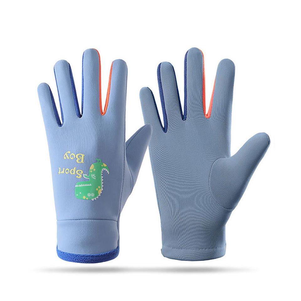 1Pair New Style Children's Gloves Skin-Friendly And Warm Silicone Luminous Cartoon Dinosaur Water-Resistant Fabric Unisex