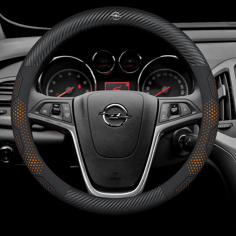 For Opel OPCline ASTRA CORSA INSIGNIA MOKKA VECTRA GTC Tigra Carbon Fiber Suede Leather Car Steering Wheel Cover Accessories