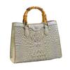 Crocodile Print Bag, High-end Style, Bamboo Joint Hand-held Tote Bag, Versatile Leather Women's Bag