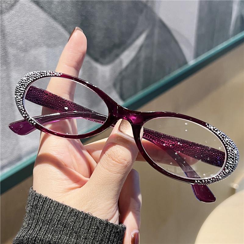 

Женские очки для чтения в маленькой оправе, овальные, блокирующие синий свет, очки для пресбиопии, оправы +1,0+1,5+2,0+2,5+3,0+3,5+4,0 унисекс +100 фиолетовый