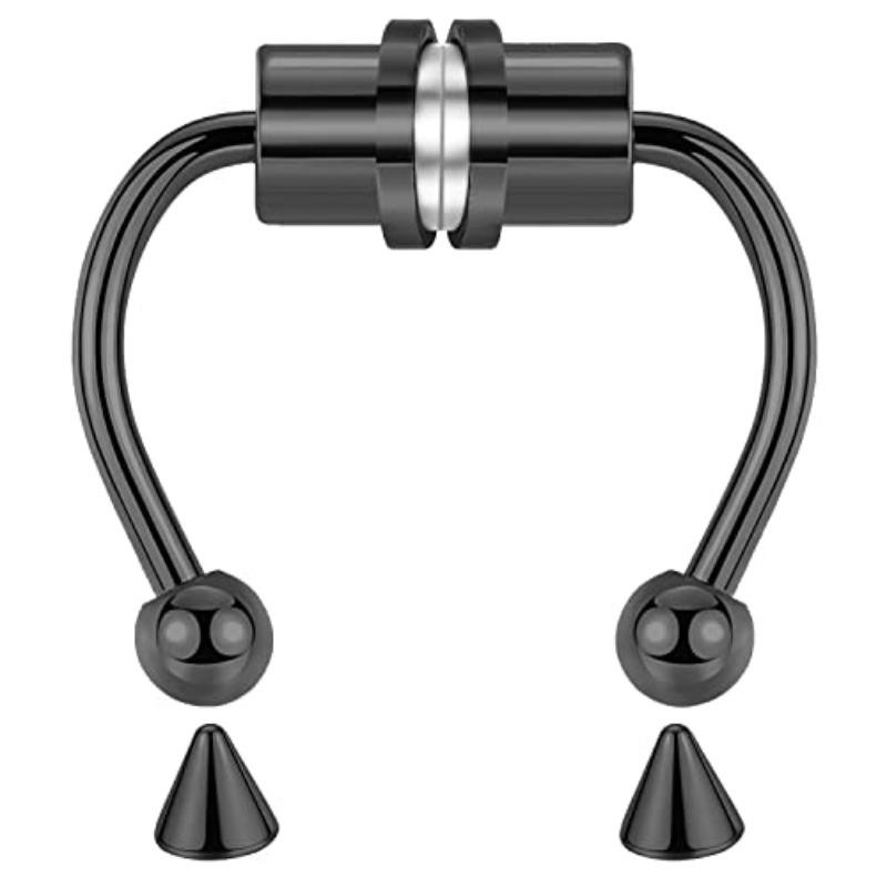 

1/2/3/4/5 шт. Поддельные магнитные кольца для носа, поддельные кольца для пирсинга носа, кольца для перегородки носа без пирсинга, магнитные кольца из нержавеющей стали чёрный