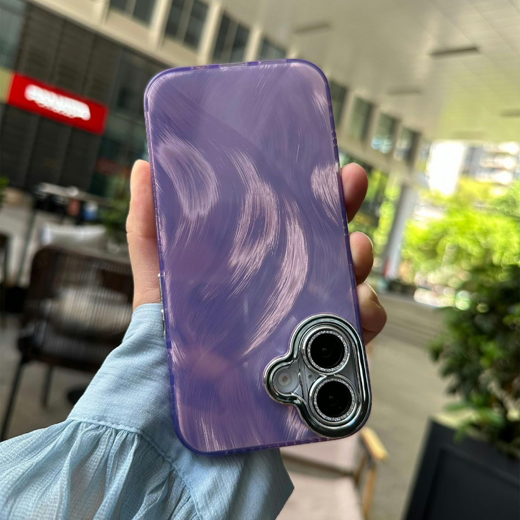 

For iPhone 16 Case Silk Pattern Protective TPU+PC Phone Cover