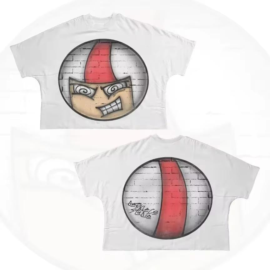 Men Women Streetwear T Shirt Hip Hop Fun Cartoon Graphic Printed Oversized T Shirt Harajuku Gothic Cotton Short Sleeved Clothing