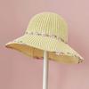 Sun Hat Pastoral Style Hand-Woven Flower Pattern Wide Brim Bucket Hat Vacation Leisure Sun Protection Hat