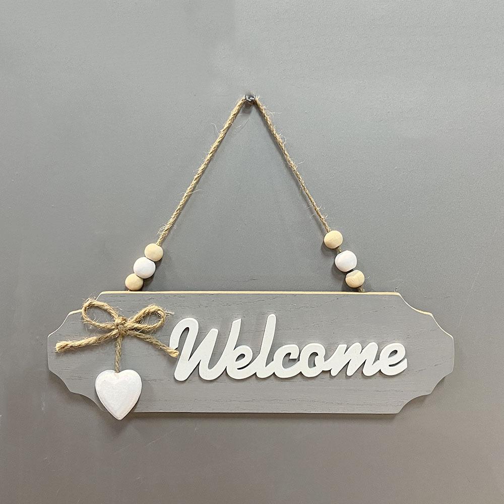 1Pc Wooden Door Sign Welcome Hang Up Welcome Guests in Front of The Door Home Decoration Sign Bow Creative Hang Up